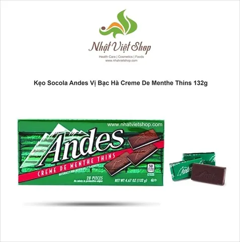 KẸO SOCOLA ANDES VỊ BẠC HÀ CREME DE MENTHE THINS 132G