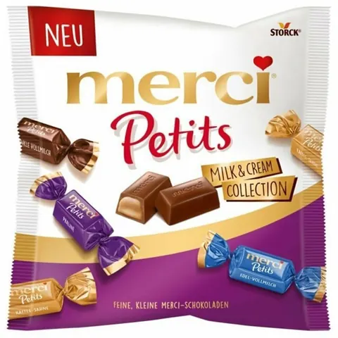 Kẹo Socola Merci Petits Sữa Và Kem Hỗn Hợp Gói 125g
