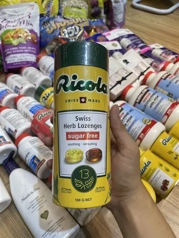 RICOLA SWISS MADE SUGAR FREE hộp lùn thiếc 100gr