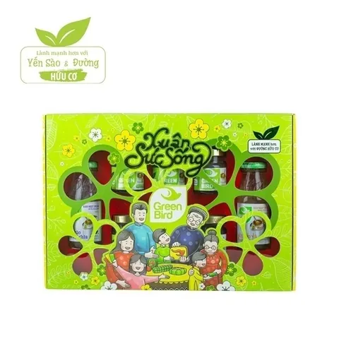 YẾN CHƯNG ĐƯỜNG HỮU CƠ GREEN BIRD HỘP QUÀ XUÂN SỨC SỐNG X6 HŨ + X2 CHAI